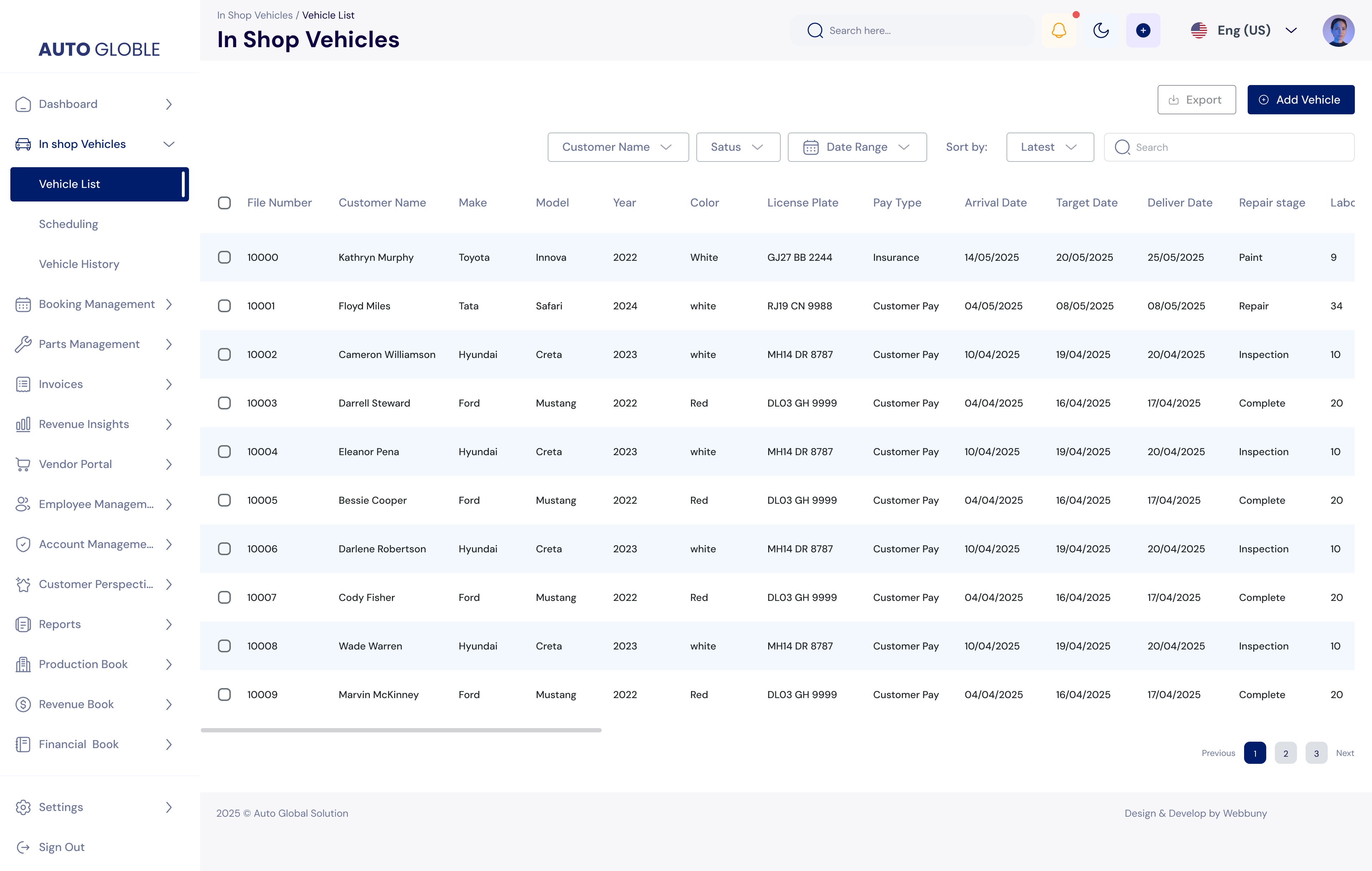 AGS Supplier Registry Table Dashboard Screenshot